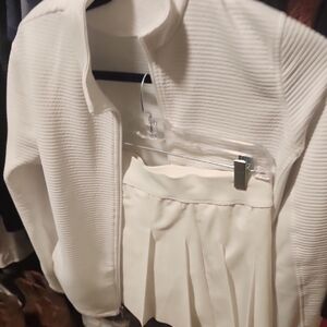Fabletics Cream A-Line Skirt And Zip Up Jacket